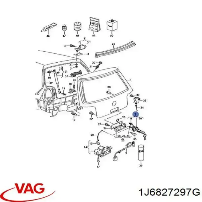 Compre 1J6827297G VAG Trinco de fecho de porta-malas (de 3ª/5ª porta traseira)