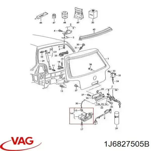 Compre 1J6827505B VAG Fecho de tampa de porta-malas (de 3ª/5ª porta traseira)