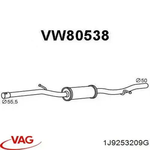 Silenciador, parte central VAG 1J9253209G preço, a partir de 72,36 USD