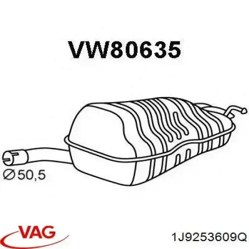 1J9253609Q VAG Silenciador, parte traseira