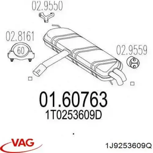 Compre 1J9253609Q VAG Silenciador, parte traseira