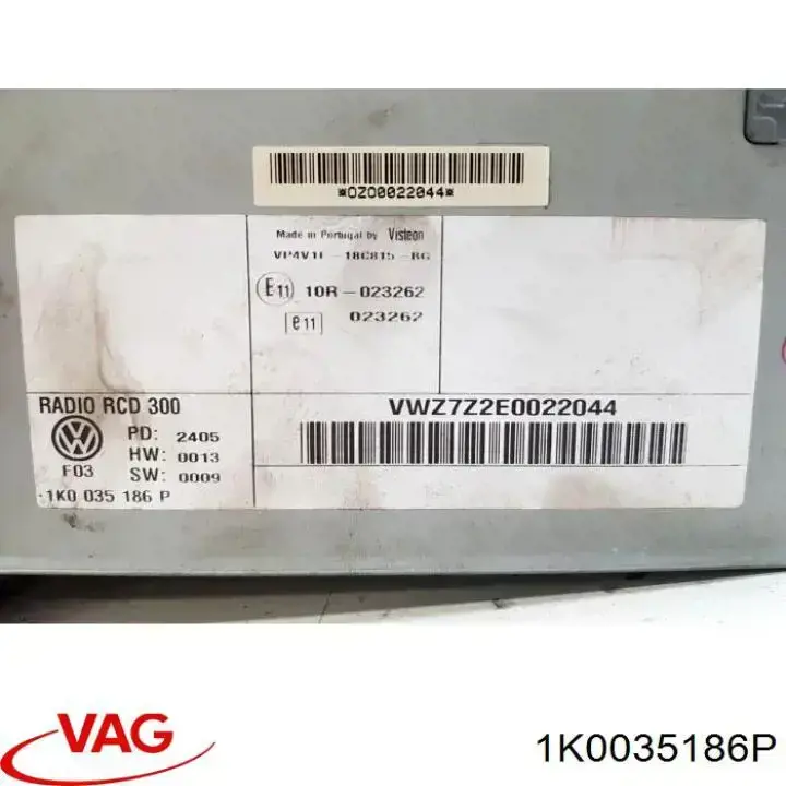 Aparelhagem de som (rádio AM/FM) Volkswagen Touran I 1T1, 1T2