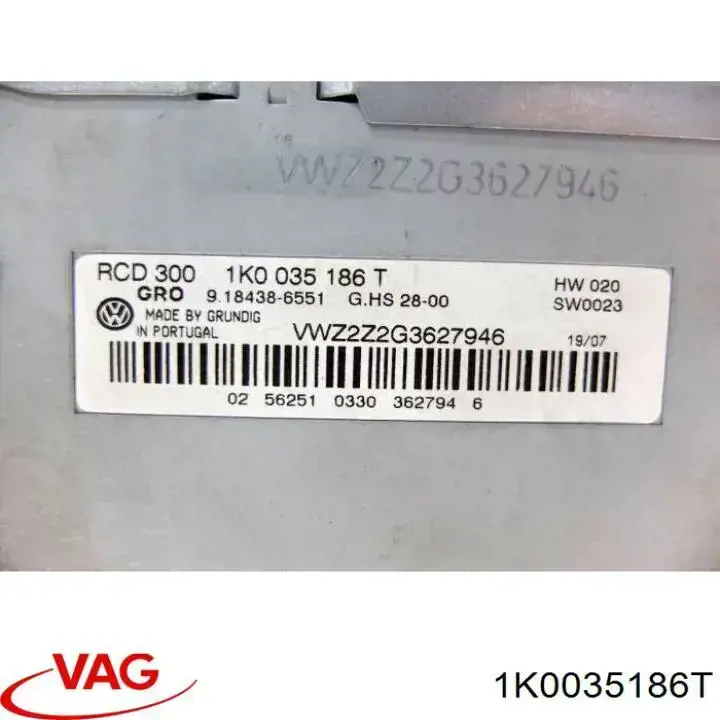 1K0035186T VAG Aparelhagem de som (rádio AM/FM)