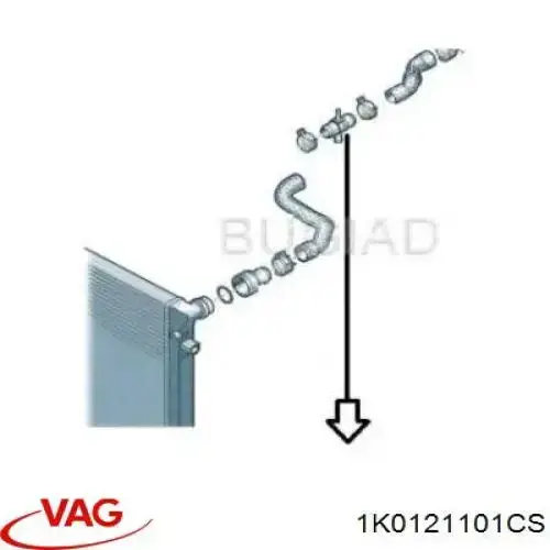 Mangueira (cano derivado) do radiador de esfriamento superior VAG 1K0121101CS preço, a partir de 37,35 USD