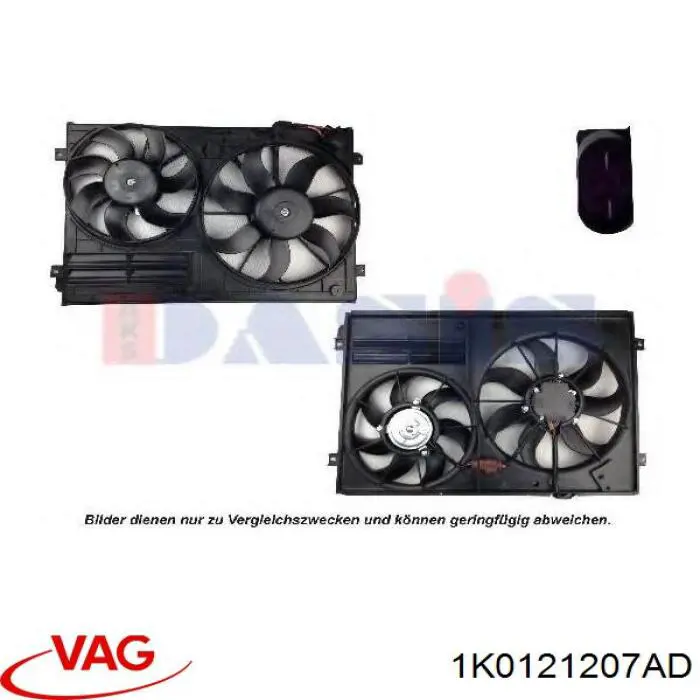 1K0121207AD VAG Difusor do radiador de esfriamento, montado com motor e roda de aletas