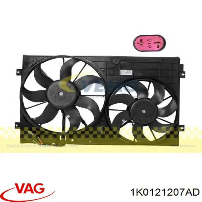 Difusor do radiador de esfriamento, montado com motor e roda de aletas 1K0121207AD VAG