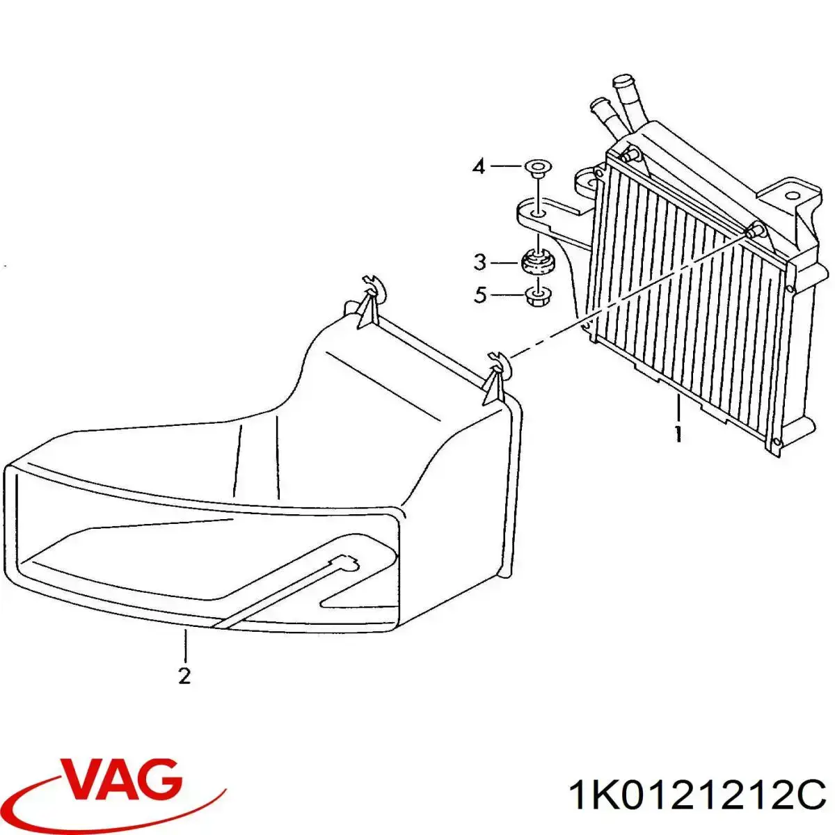 1K0121212C VAG Radiador de esfriamento de motor adicional