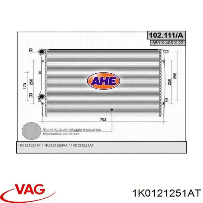 Radiador de esfriamento de motor VAG 1K0121251AT preço, a partir de 78,32 USD