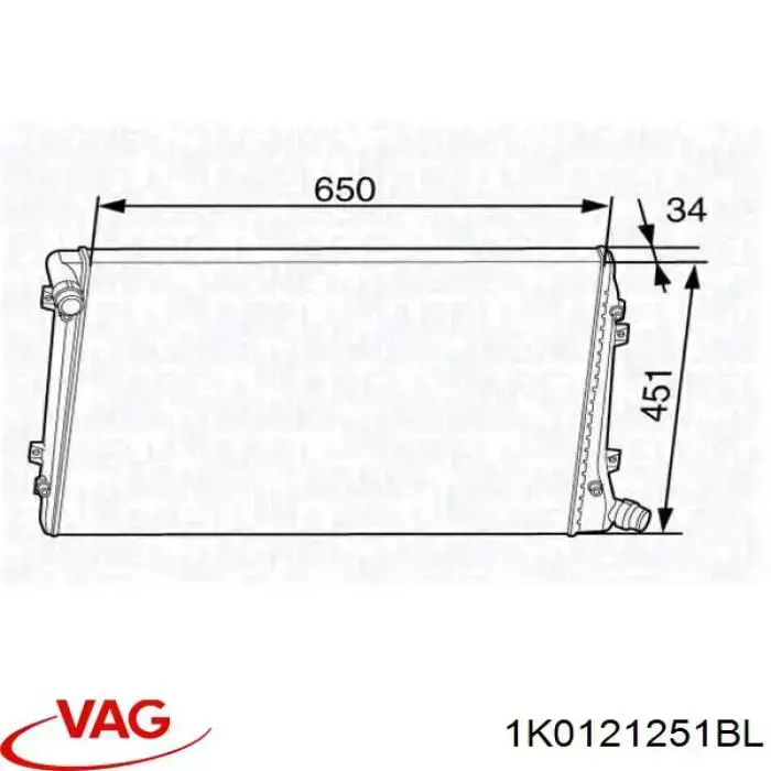 1K0121251BL VAG Radiador de esfriamento de motor