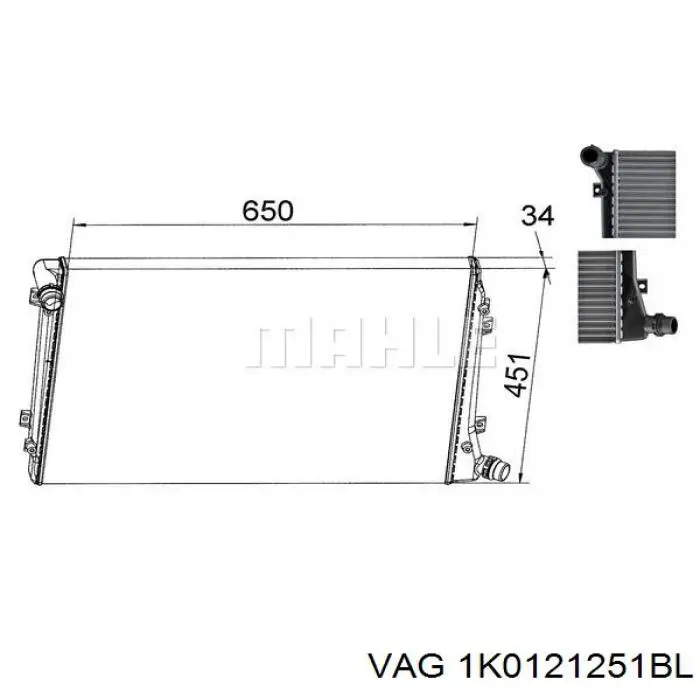 Compre 1K0121251BL VAG Radiador de esfriamento de motor