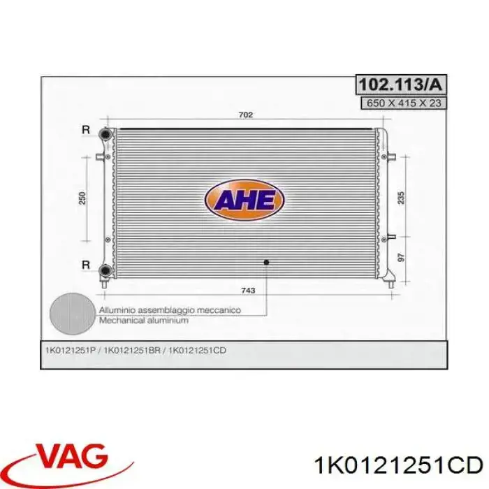 Radiador de esfriamento de motor VAG 1K0121251CD preço, a partir de 95,34 USD