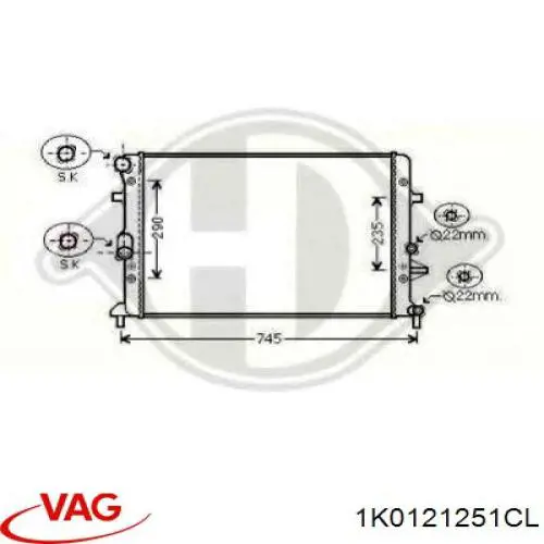 1K0121251CL VAG Radiador de esfriamento de motor