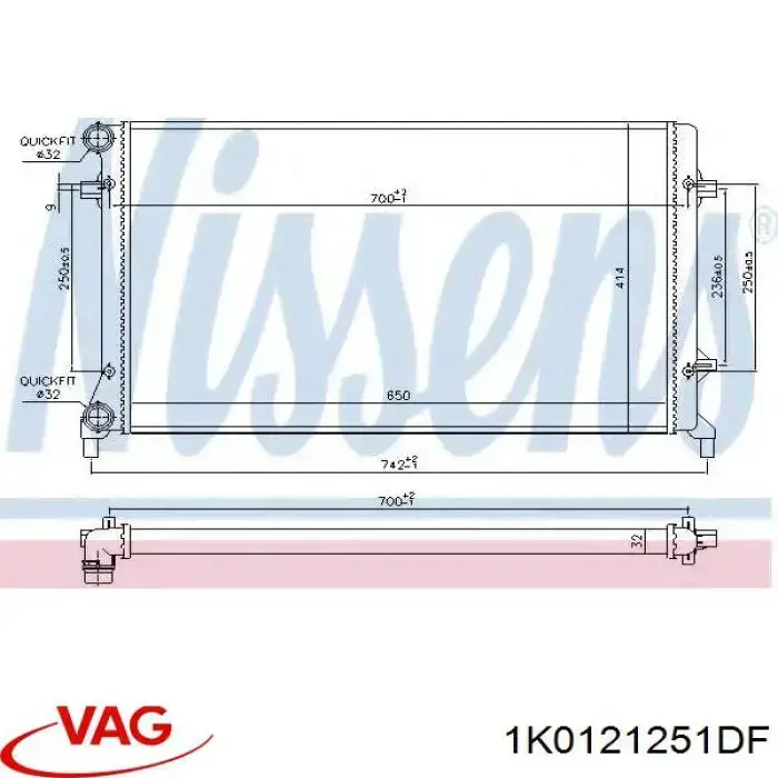 Radiador de esfriamento de motor VAG 1K0121251DF preço, a partir de 73,52 USD