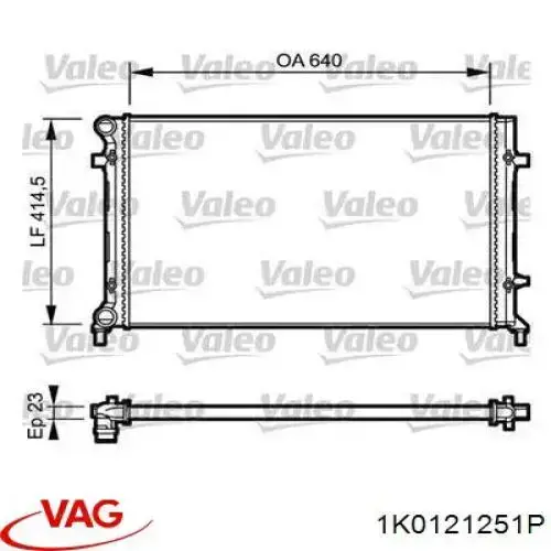 1K0121251P VAG Radiador de esfriamento de motor