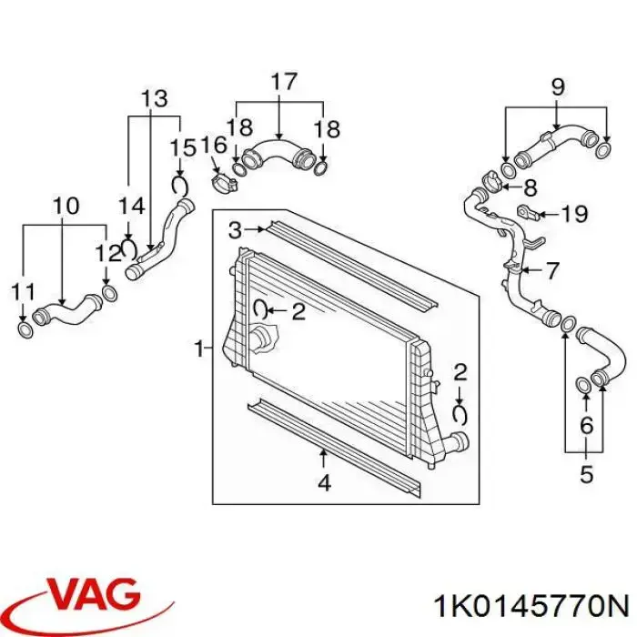 Mangueira (cano derivado) de intercooler VAG 1K0145770N preço, a partir de 44,05 USD