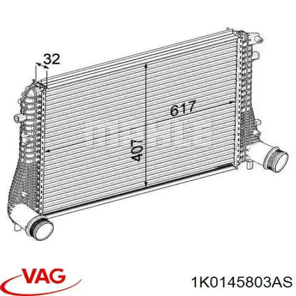 1K0145803AS VAG Radiador de intercooler