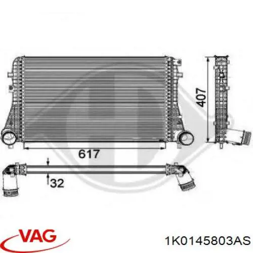 Radiador de intercooler VAG 1K0145803AS preço, a partir de 78,32 USD