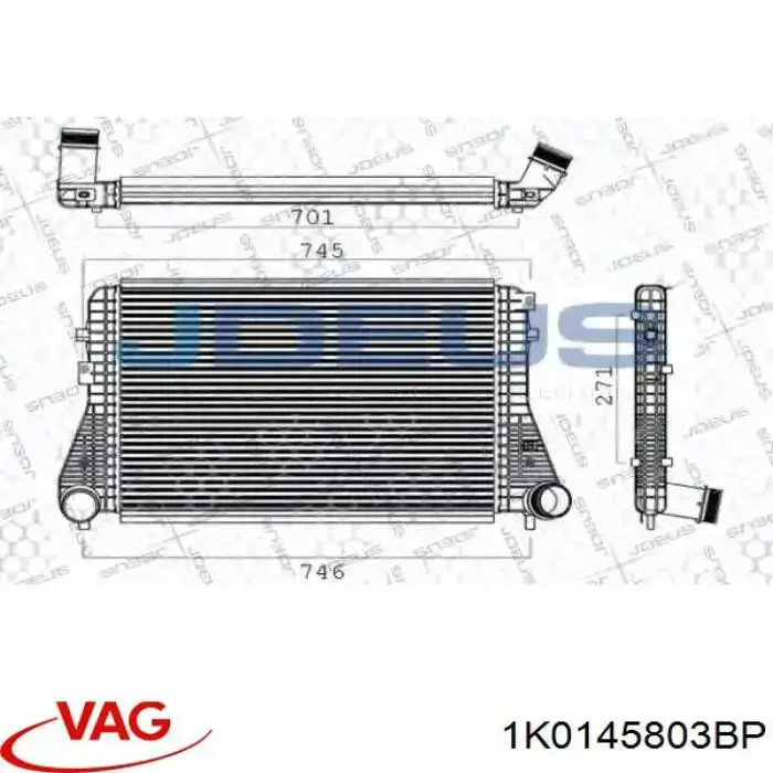 Radiador de intercooler VAG 1K0145803BP preço, a partir de 155,54 USD