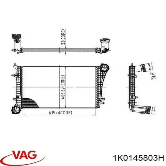 Radiador de intercooler VAG 1K0145803H preço, a partir de 76,62 USD