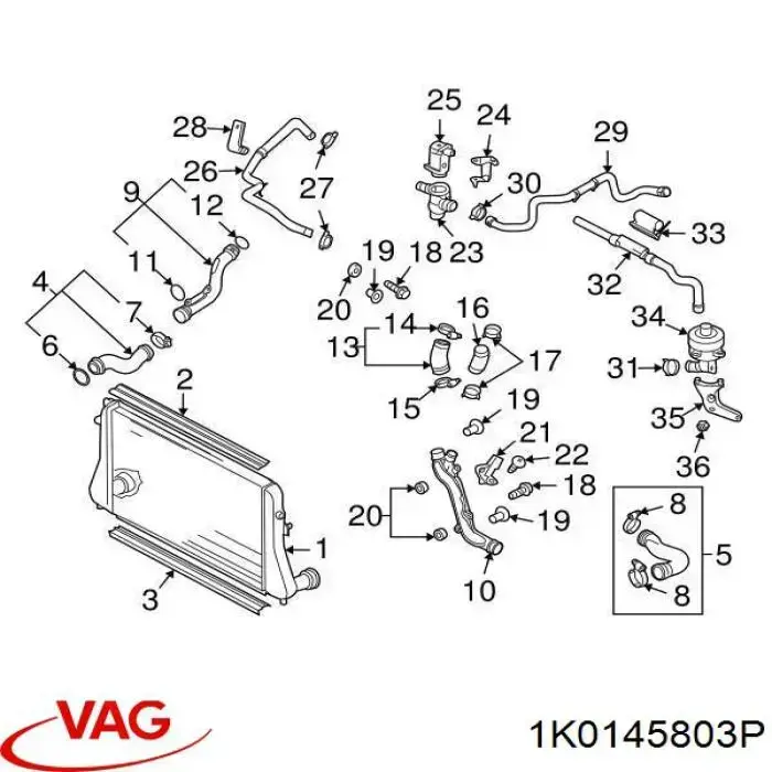 Compre 1K0145803P VAG Radiador de intercooler