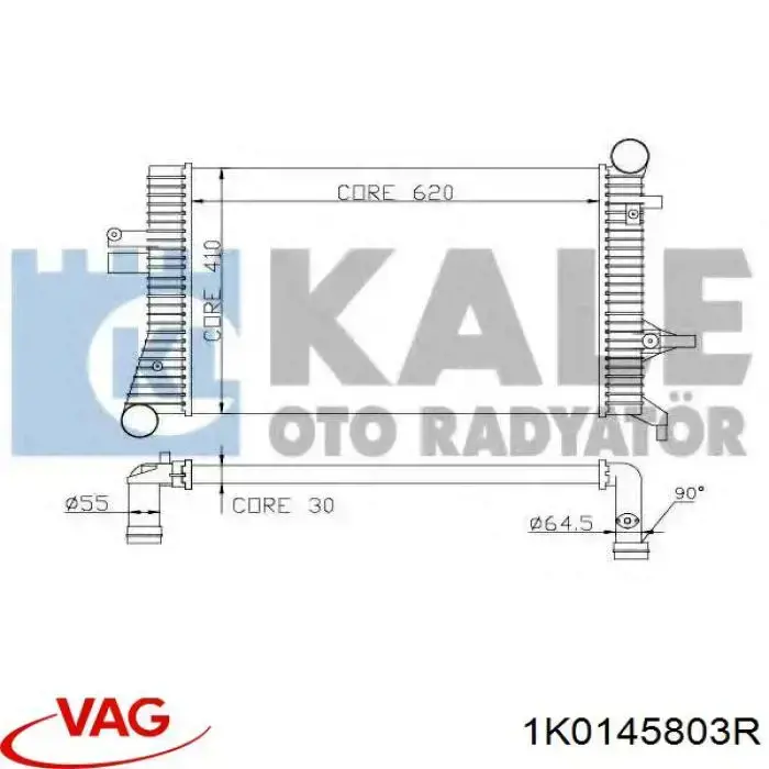 Compre 1K0145803R VAG Radiador de intercooler