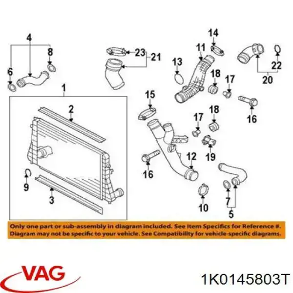 1K0145803T VAG Radiador de intercooler
