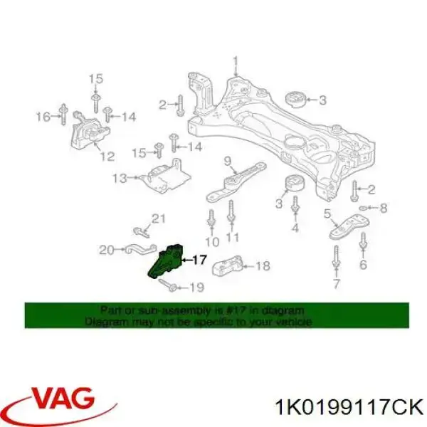 Consola de coxim (apoio) esquerda de motor VAG 1K0199117CK preço, a partir de 135,66 USD