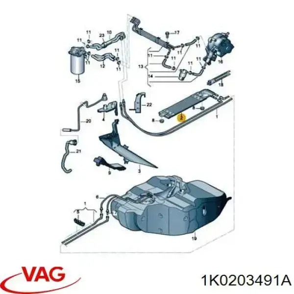 1K0203491A VAG Radiador de esfriamento de combustível