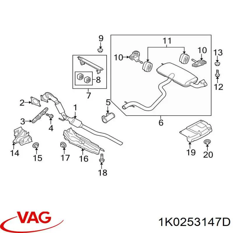 1K0253147D VAG Coxim de fixação do silenciador