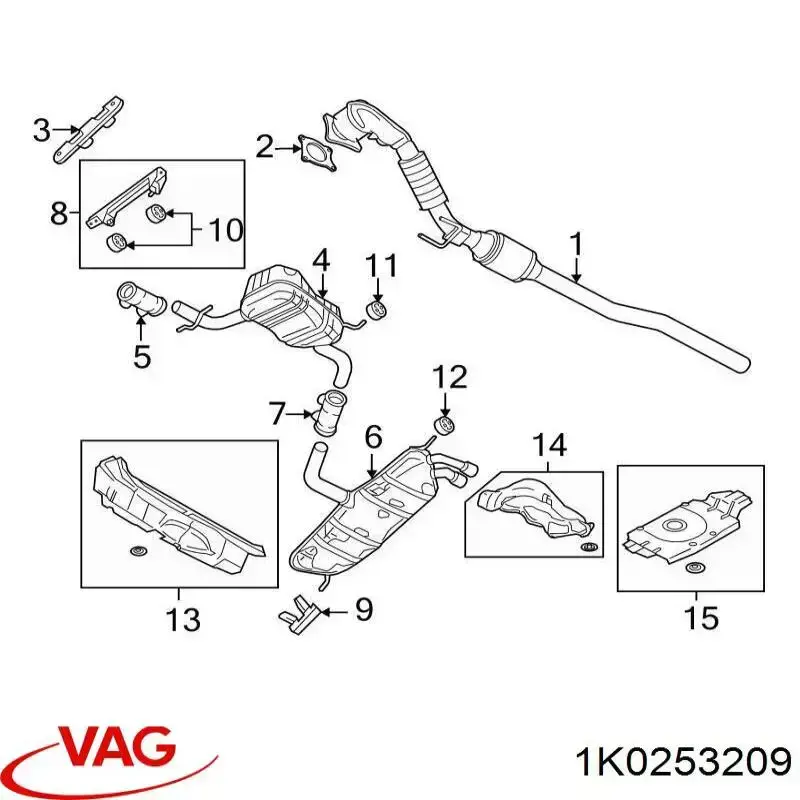 Silenciador, parte central VAG 1K0253209 preço, a partir de 67,16 USD