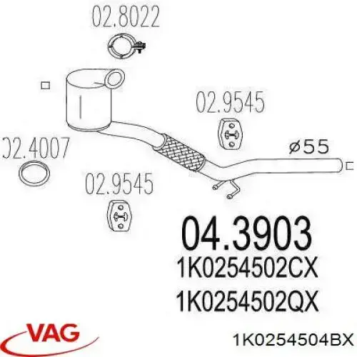 Convertidor - catalisador VAG 1K0254504BX preço, a partir de 331,14 USD