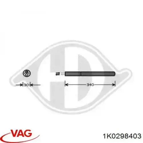 1K0298403 VAG Tanque de recepção do secador de aparelho de ar condicionado