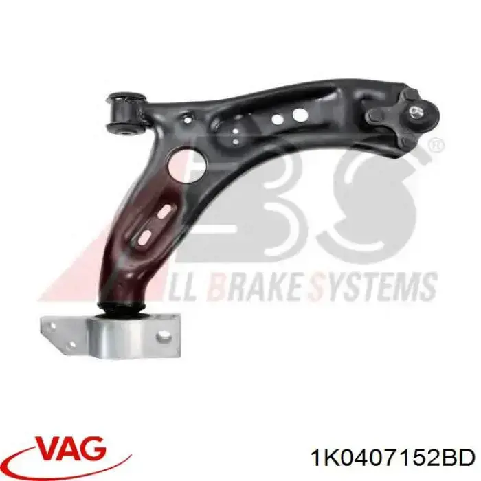 1K0407152BD VAG Braço oscilante inferior direito de suspensão dianteira