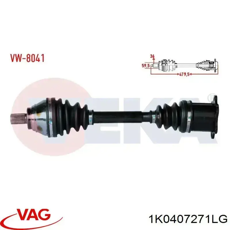 Semieixo (acionador) dianteiro esquerdo VAG 1K0407271LG preço, a partir de 105,56 USD