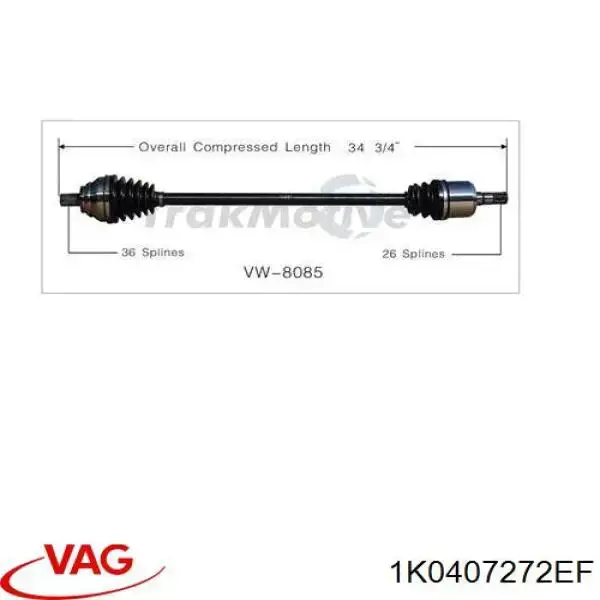 Compre 1K0407272EF VAG Semieixo (acionador) dianteiro direito