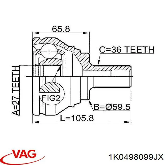 Junta homocinética externa dianteira VAG 1K0498099JX preço, a partir de 51,57 USD