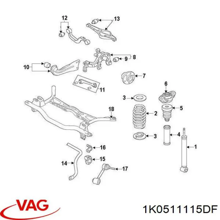 Mola traseira VAG 1K0511115DF preço, a partir de 36,86 USD