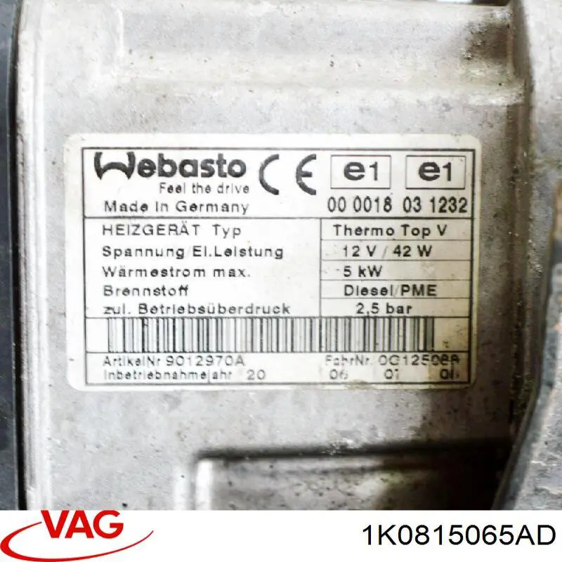1K0815065AD VAG Calorífero autônomo