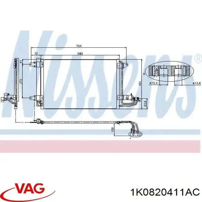 1K0820411AC VAG Radiador de aparelho de ar condicionado