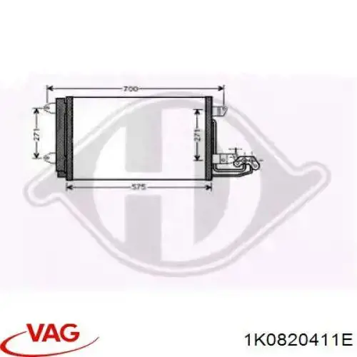 Radiador de aparelho de ar condicionado VAG 1K0820411E preço, a partir de 71,51 USD