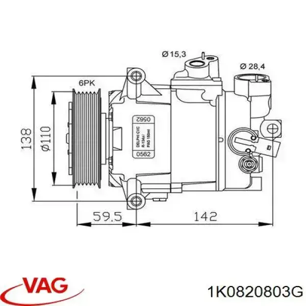 Compressor de aparelho de ar condicionado VAG 1K0820803G preço, a partir de 144,72 USD