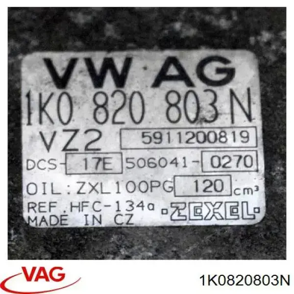 Compressor de aparelho de ar condicionado VAG 1K0820803N preço, a partir de 140,70 USD