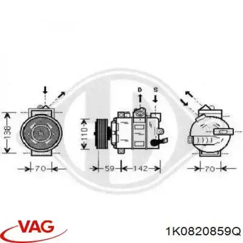 Compre 1K0820859Q VAG Compressor de aparelho de ar condicionado