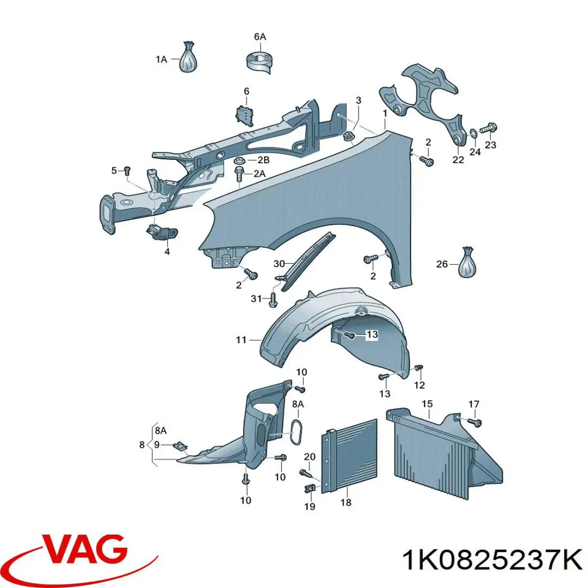 Compre 1K0825237K VAG Proteção de motor dianteira