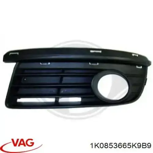 Tampão (grelha) das luzes de nevoeiro do pára-choque dianteiro esquerdo VAG 1K0853665K9B9 preço, a partir de 16,79 USD