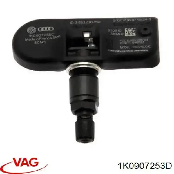 Sensor de pressão de ar nos pneus VAG 1K0907253D preço, a partir de 37,16 USD