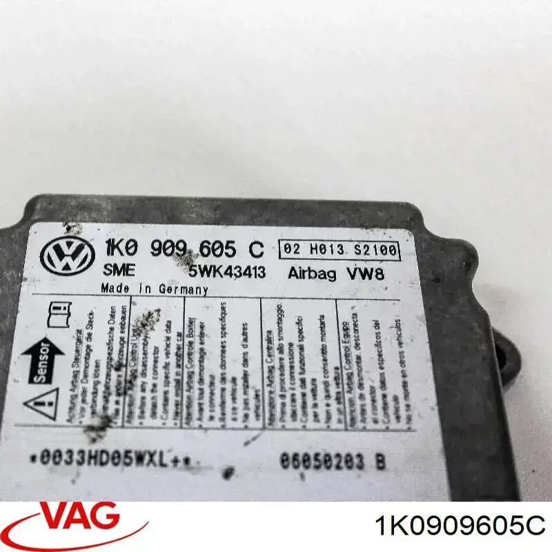 1K0909605C VAG Módulo processador de controlo da bolsa de ar (Centralina eletrônica AIRBAG)