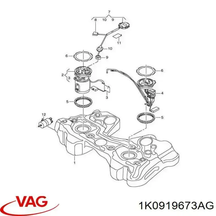 1K0919673AG VAG Sensor do nível de combustível no tanque