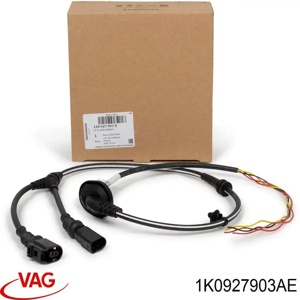 1K0927903N VAG Fio dianteiro direito de sensor ABS