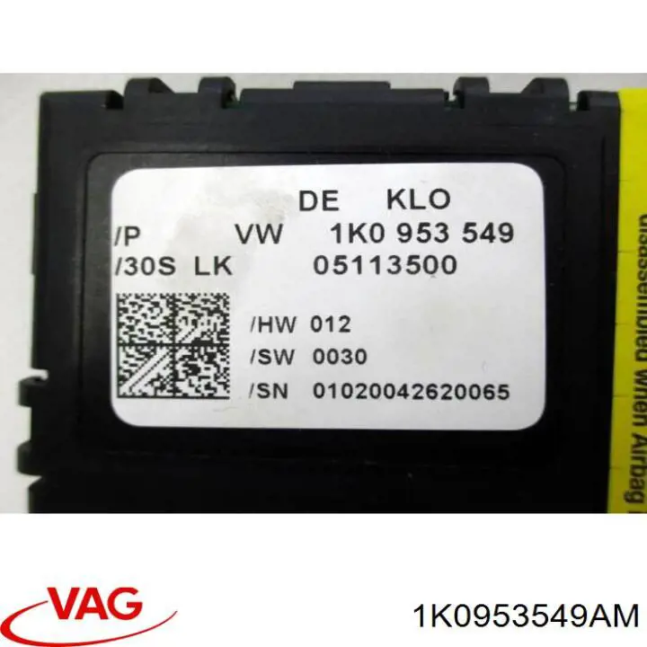 1K0953549AM VAG Módulo de direção (Centralina eletrônica) dos interruptores instalados na coluna da direção